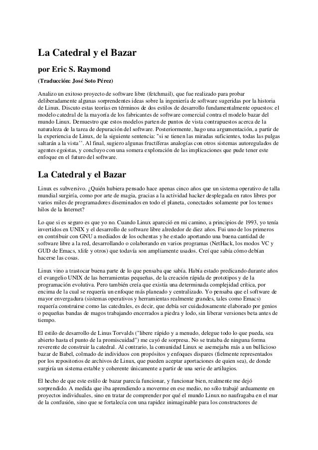 la catedral y el bazar de eric raymond